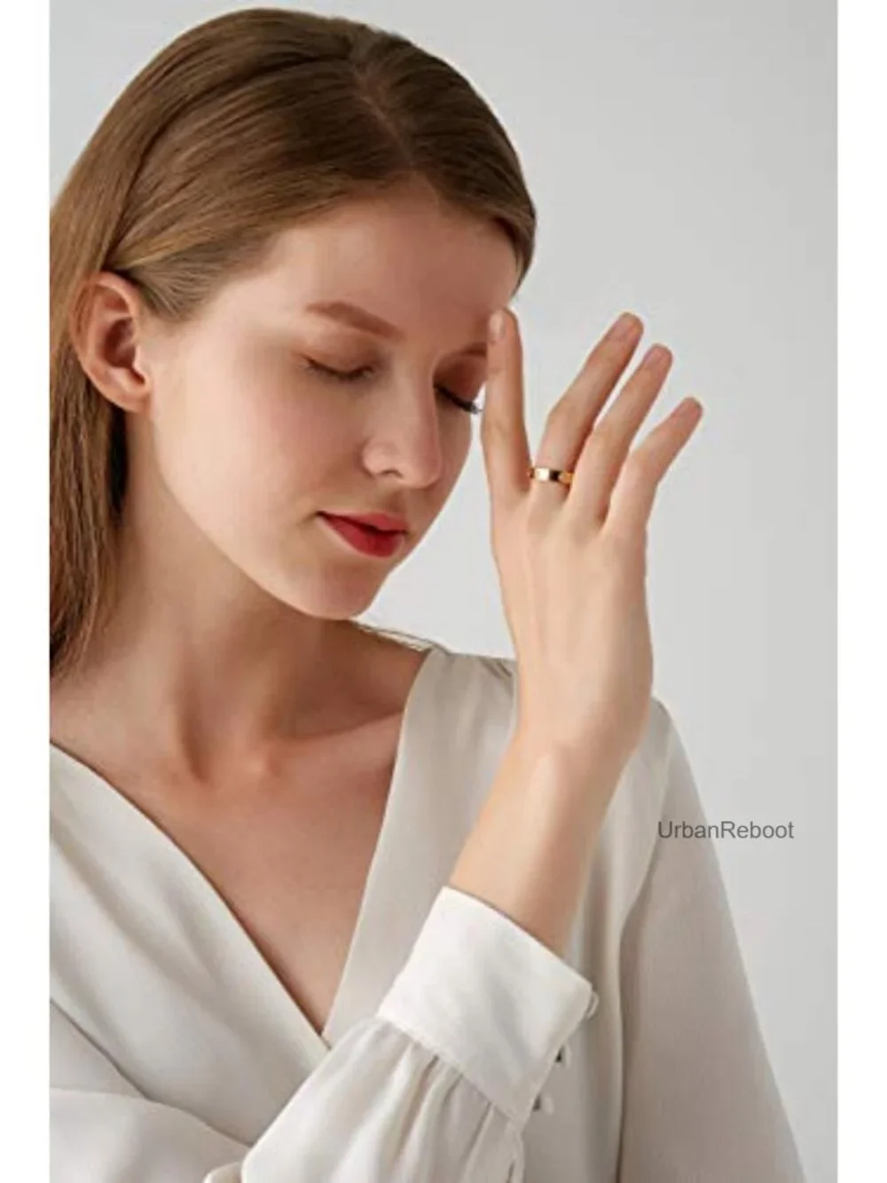 18K Gold Plated Stainless Steel Love Ring Promise Ring Wedding Band for Women
